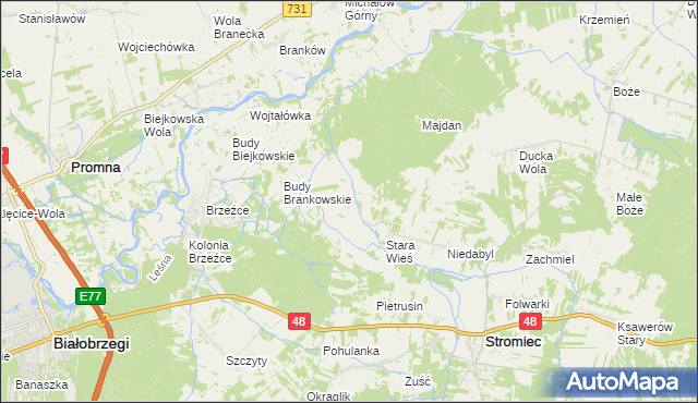 mapa Pokrzywna gmina Stromiec, Pokrzywna gmina Stromiec na mapie Targeo