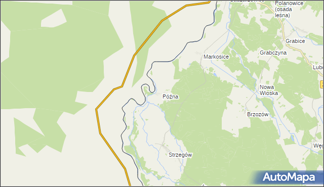 mapa Późna, Późna na mapie Targeo