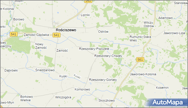 mapa Rzeszotary-Chwały, Rzeszotary-Chwały na mapie Targeo