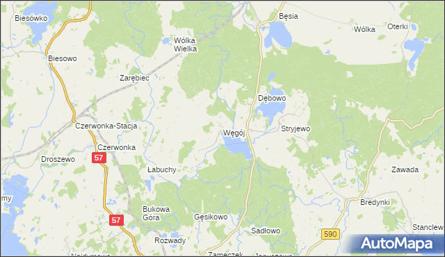 mapa Węgój, Węgój na mapie Targeo