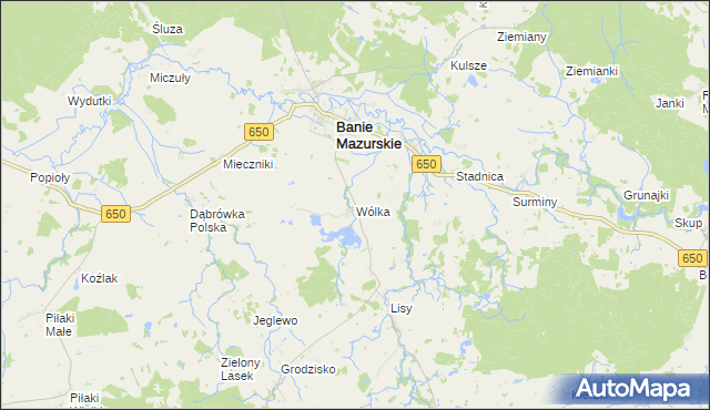 mapa Wólka gmina Banie Mazurskie, Wólka gmina Banie Mazurskie na mapie Targeo