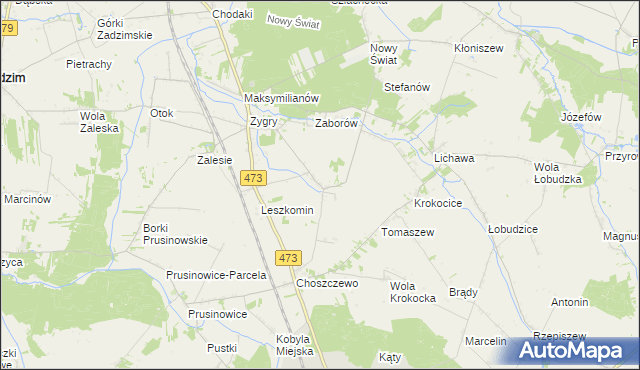 mapa Bogucice gmina Zadzim, Bogucice gmina Zadzim na mapie Targeo