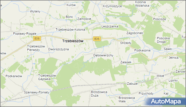 mapa Dębowierzchy, Dębowierzchy na mapie Targeo