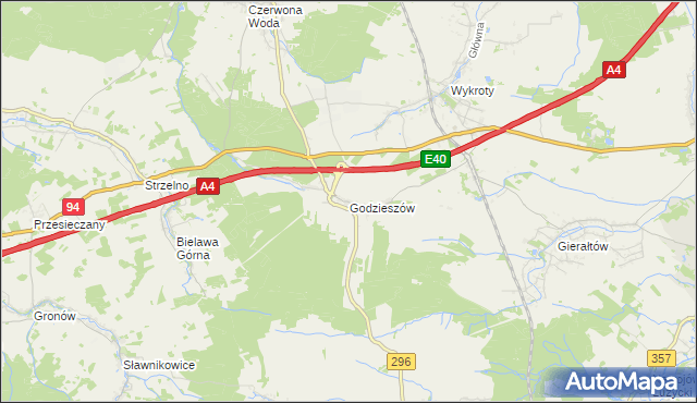 mapa Godzieszów, Godzieszów na mapie Targeo