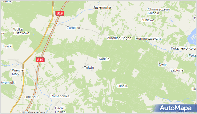 mapa Kadłub gmina Siemiatycze, Kadłub gmina Siemiatycze na mapie Targeo