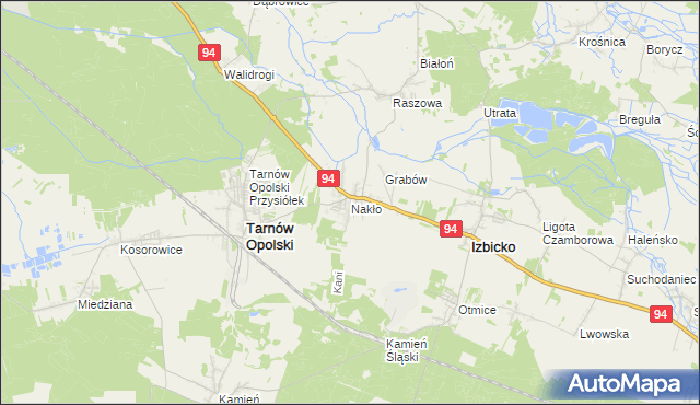 mapa Nakło gmina Tarnów Opolski, Nakło gmina Tarnów Opolski na mapie Targeo