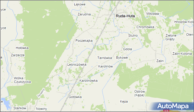 mapa Tarnówka gmina Ruda-Huta, Tarnówka gmina Ruda-Huta na mapie Targeo