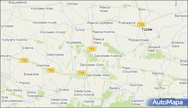 mapa Zakrzówek-Kolonia, Zakrzówek-Kolonia na mapie Targeo