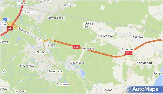mapa Morawsko gmina Kobylanka, Morawsko gmina Kobylanka na mapie Targeo