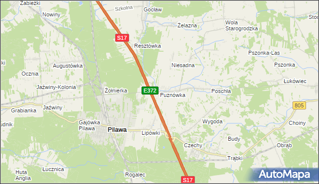 mapa Puznówka, Puznówka na mapie Targeo