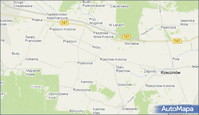 mapa Rzechów-Kolonia, Rzechów-Kolonia na mapie Targeo