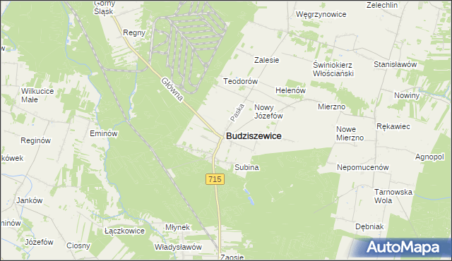 mapa Budziszewice powiat tomaszowski, Budziszewice powiat tomaszowski na mapie Targeo