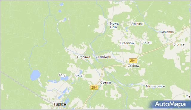 mapa Grabówek gmina Tuplice, Grabówek gmina Tuplice na mapie Targeo