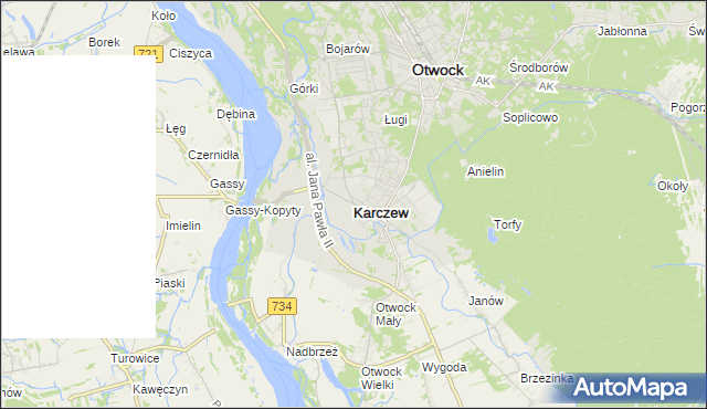 mapa Karczew powiat otwocki, Karczew powiat otwocki na mapie Targeo