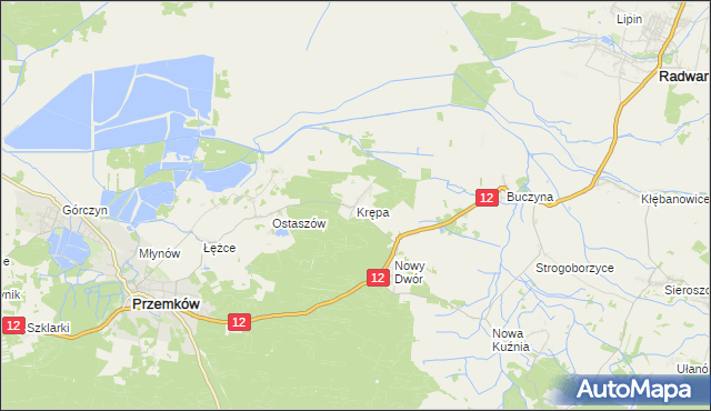 mapa Krępa gmina Przemków, Krępa gmina Przemków na mapie Targeo
