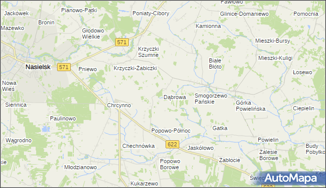 mapa Dąbrowa gmina Nasielsk, Dąbrowa gmina Nasielsk na mapie Targeo