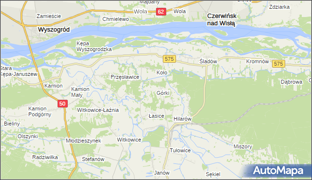 mapa Górki gmina Brochów, Górki gmina Brochów na mapie Targeo