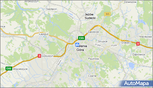 mapa Jelenia Góra, Jelenia Góra na mapie Targeo
