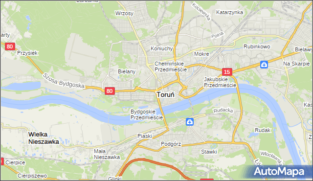 mapa Torunia, Toruń na mapie Targeo