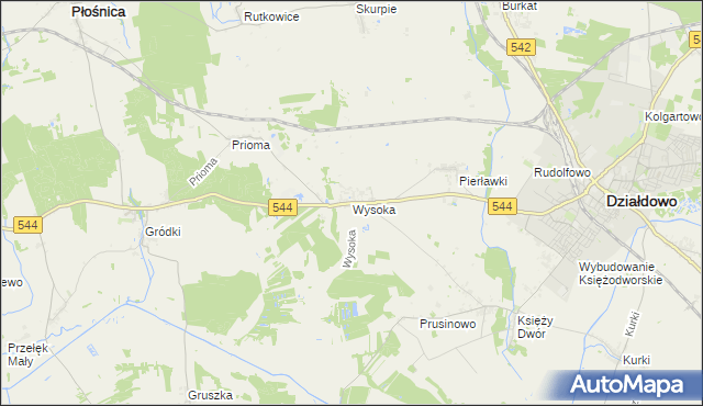 mapa Wysoka gmina Działdowo, Wysoka gmina Działdowo na mapie Targeo