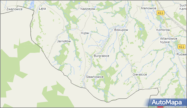 mapa Burgrabice, Burgrabice na mapie Targeo