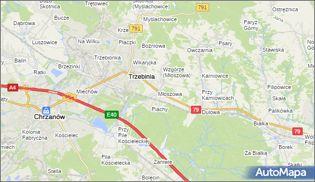 mapa Młoszowa, Młoszowa na mapie Targeo