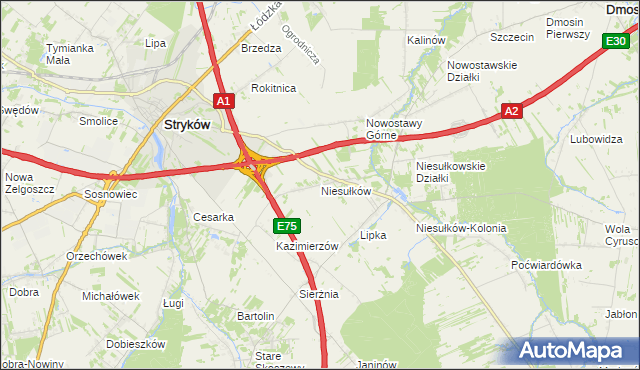 mapa Niesułków, Niesułków na mapie Targeo