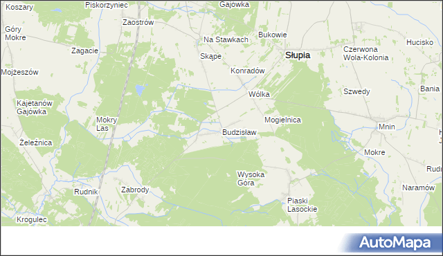 mapa Budzisław gmina Słupia Konecka, Budzisław gmina Słupia Konecka na mapie Targeo