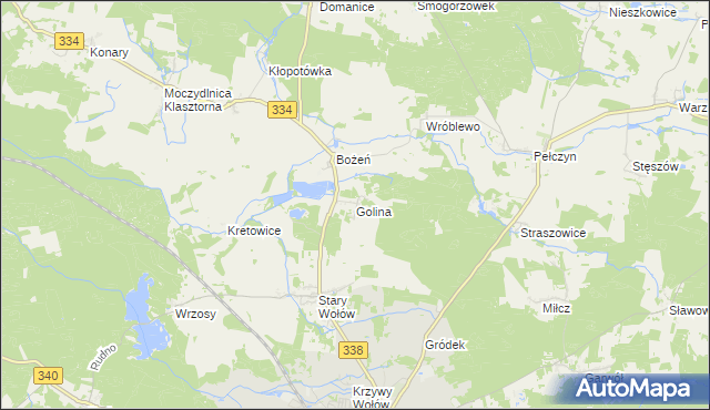 mapa Golina gmina Wołów, Golina gmina Wołów na mapie Targeo
