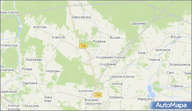 mapa Kruszewiec-Kolonia, Kruszewiec-Kolonia na mapie Targeo