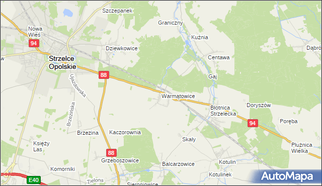 mapa Warmątowice, Warmątowice na mapie Targeo