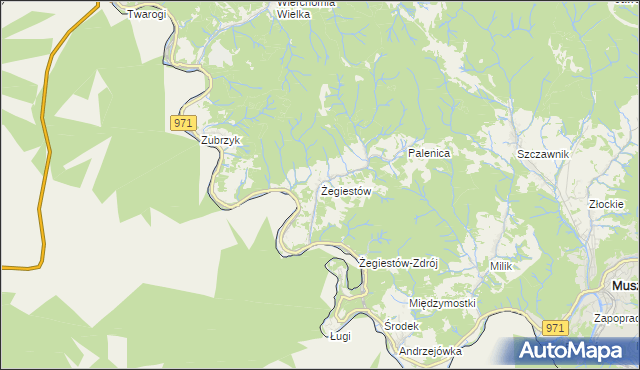 mapa Żegiestów, Żegiestów na mapie Targeo