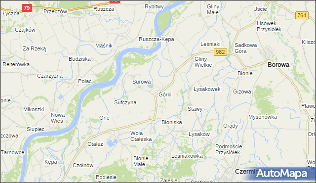 mapa Górki gmina Borowa, Górki gmina Borowa na mapie Targeo