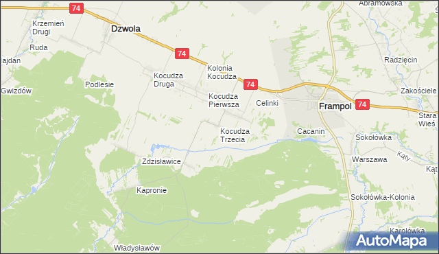 mapa Kocudza Trzecia, Kocudza Trzecia na mapie Targeo