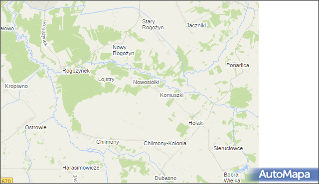 mapa Koniuszki gmina Nowy Dwór, Koniuszki gmina Nowy Dwór na mapie Targeo