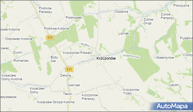 mapa Krzczonów powiat lubelski, Krzczonów powiat lubelski na mapie Targeo