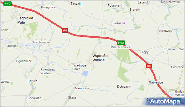 mapa Wądroże Wielkie, Wądroże Wielkie na mapie Targeo