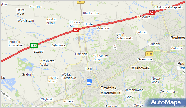 mapa Chrzanów Duży, Chrzanów Duży na mapie Targeo