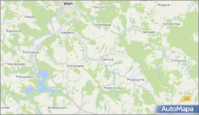 mapa Czernica gmina Jeżów Sudecki, Czernica gmina Jeżów Sudecki na mapie Targeo