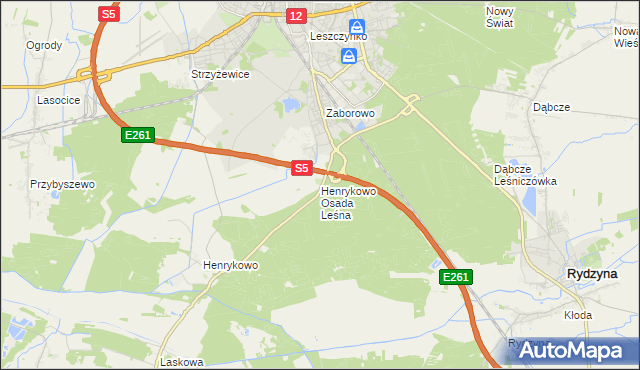 mapa Henrykowo Osada Leśna, Henrykowo Osada Leśna na mapie Targeo