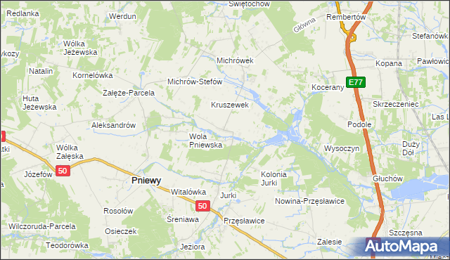 mapa Kruszew gmina Pniewy, Kruszew gmina Pniewy na mapie Targeo