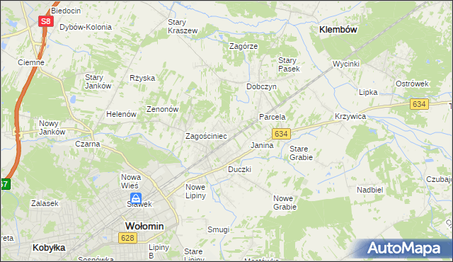 mapa Lipinki gmina Wołomin, Lipinki gmina Wołomin na mapie Targeo