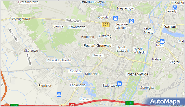 mapa Raszyn gmina Poznań, Raszyn gmina Poznań na mapie Targeo