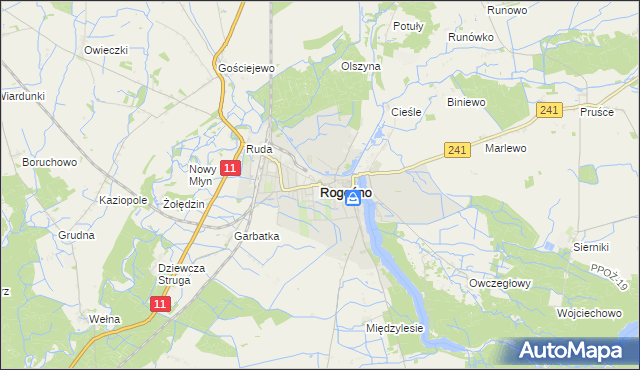 mapa Rogoźno powiat obornicki, Rogoźno powiat obornicki na mapie Targeo