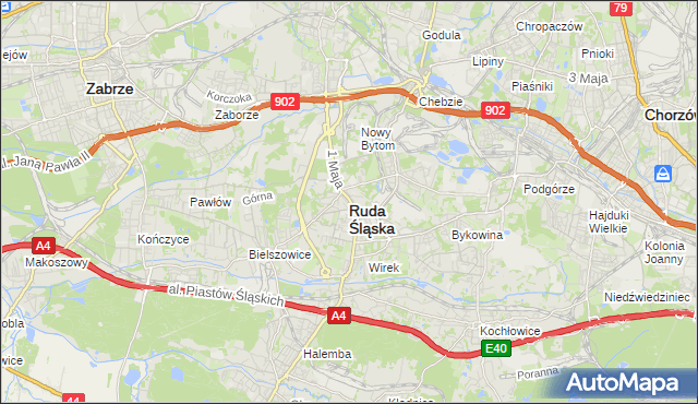 mapa Rudy Śląskiej, Ruda Śląska na mapie Targeo
