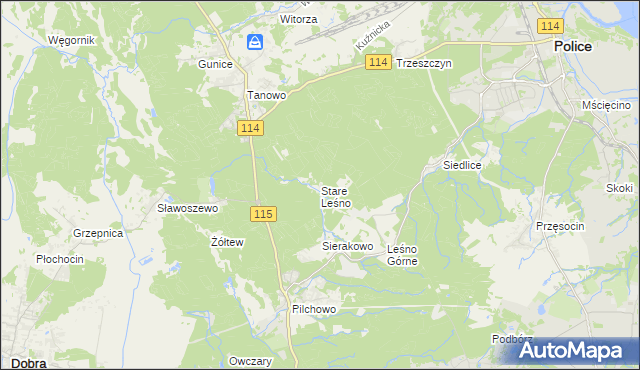 mapa Stare Leśno, Stare Leśno na mapie Targeo