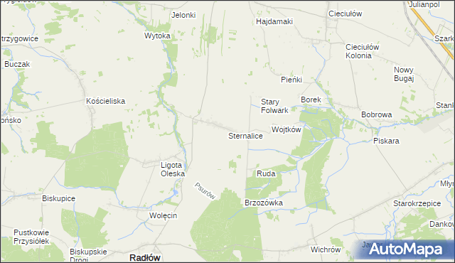 mapa Sternalice gmina Radłów, Sternalice gmina Radłów na mapie Targeo