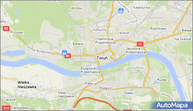 mapa Torunia, Toruń na mapie Targeo