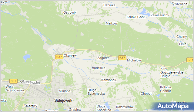 mapa Zagórze gmina Halinów, Zagórze gmina Halinów na mapie Targeo