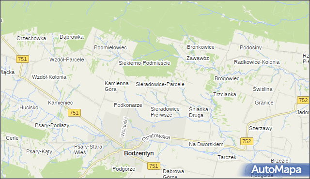 mapa Sieradowice Drugie, Sieradowice Drugie na mapie Targeo